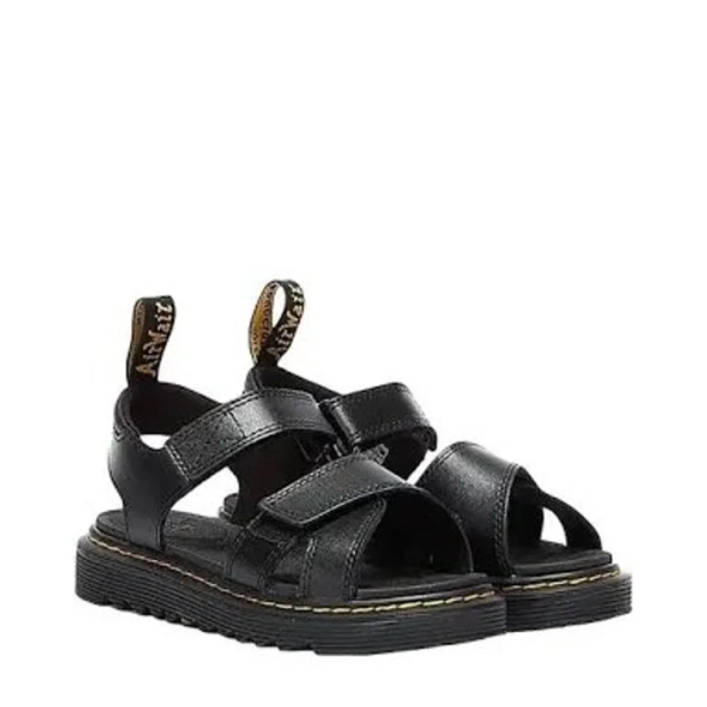 Dr. Martens Vossie J black leather‎ sandals girls size 1 punk casual trendy